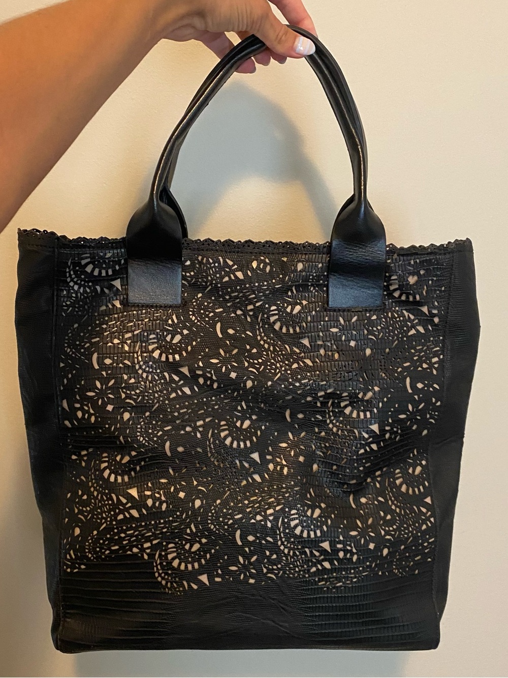 Black Leather Tote Bag